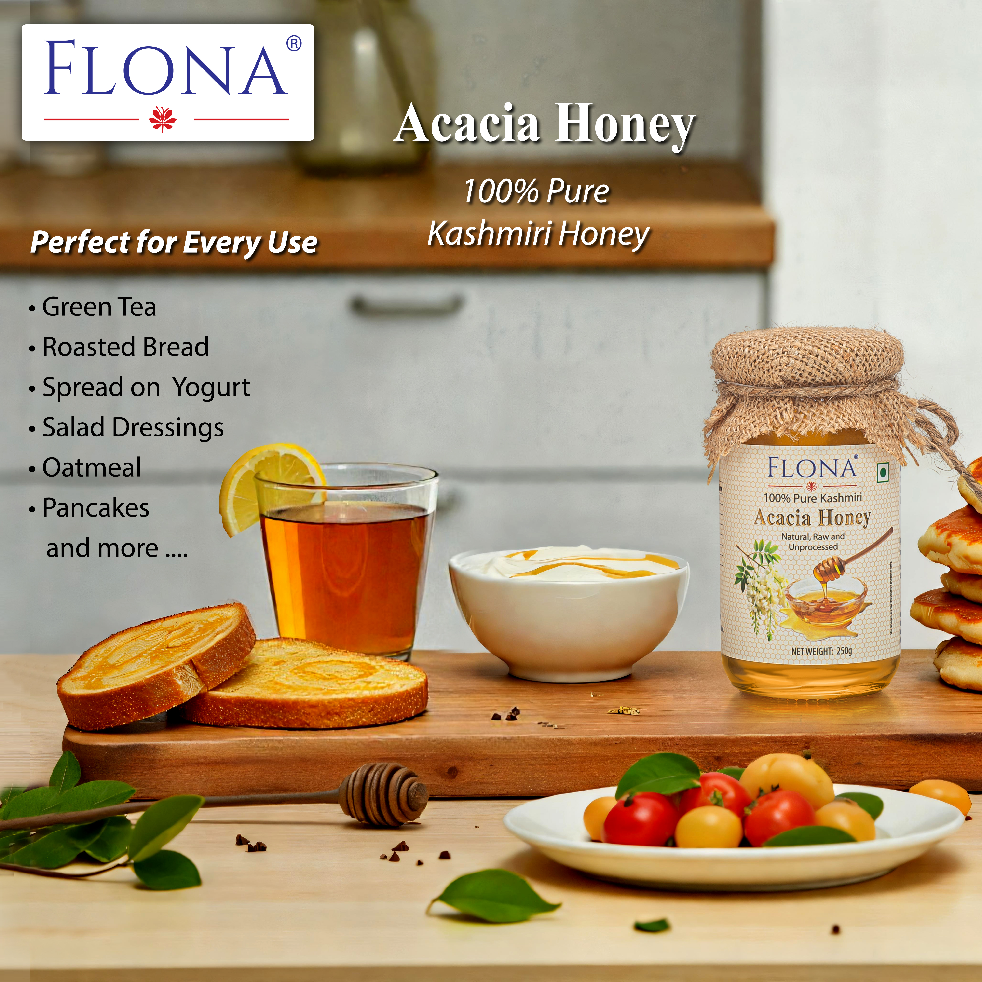 Flona Acacia Honey (250g) Glass Bottle 