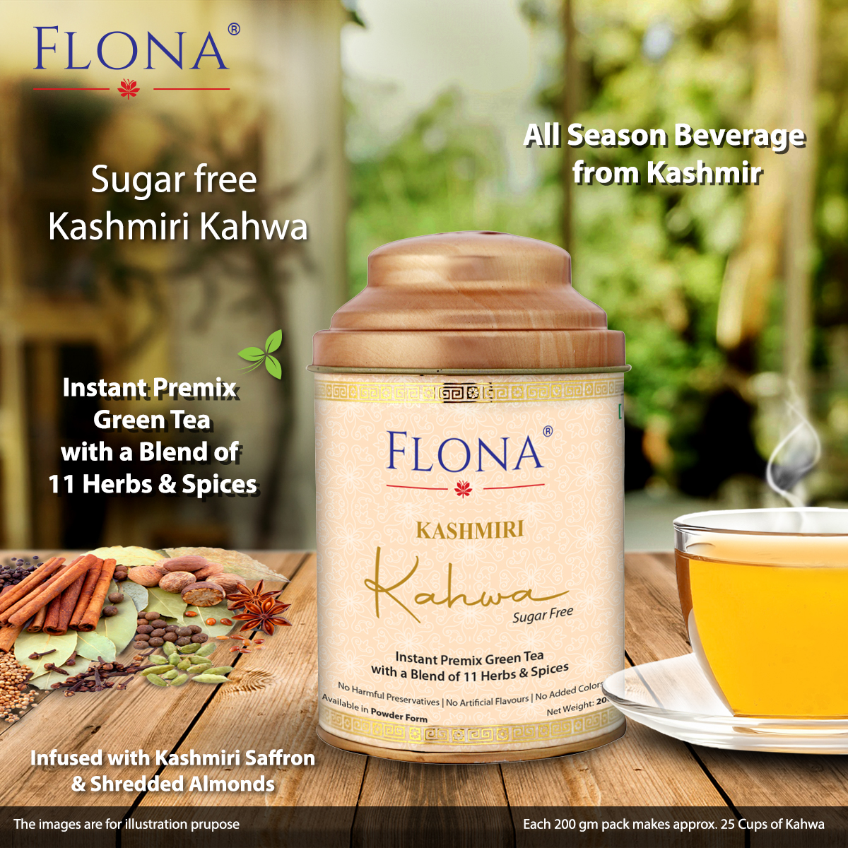 Flona Kashmiri Kahwa Premix (sugar free)