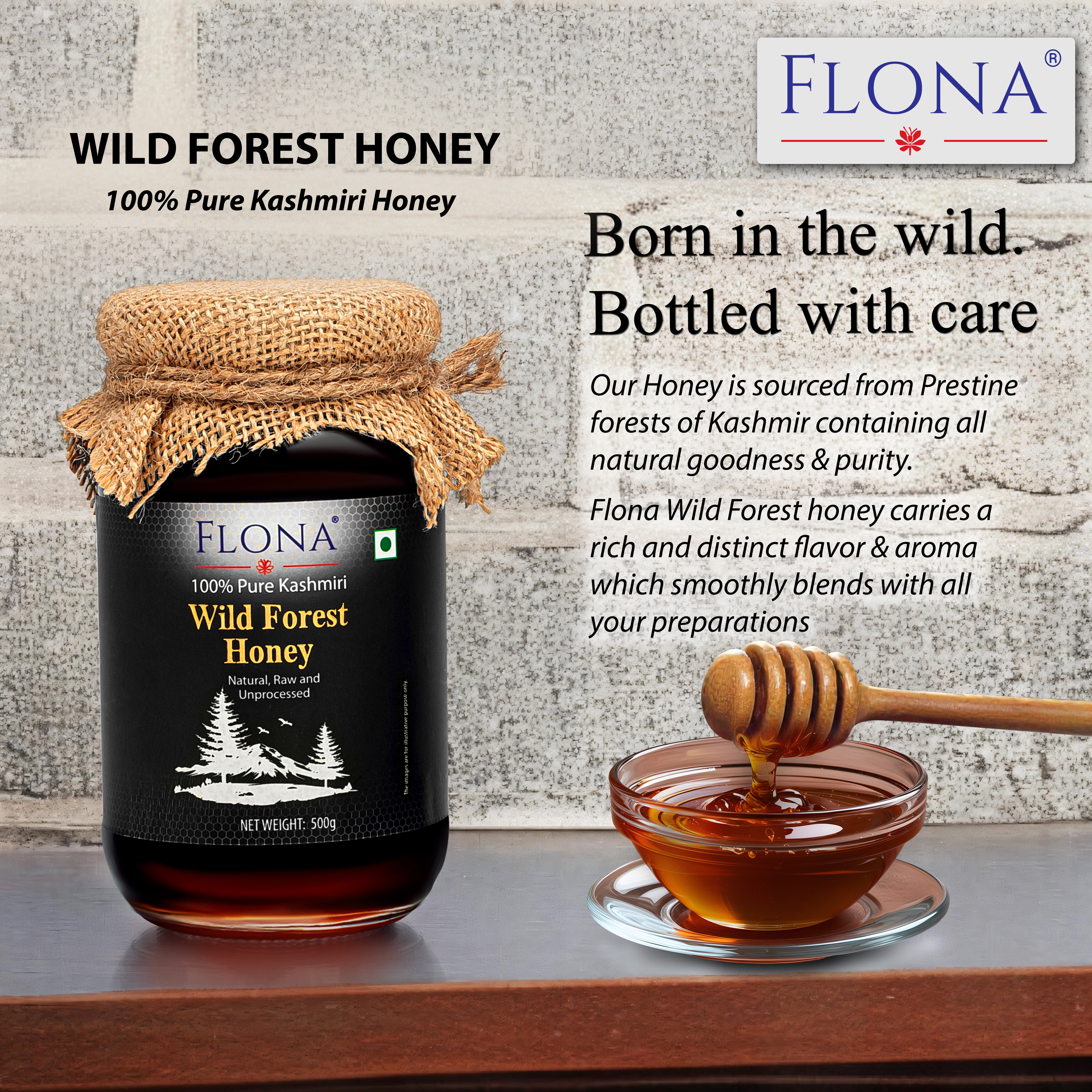 Flona Wild Forest Honey (500g) Glass Bottle 