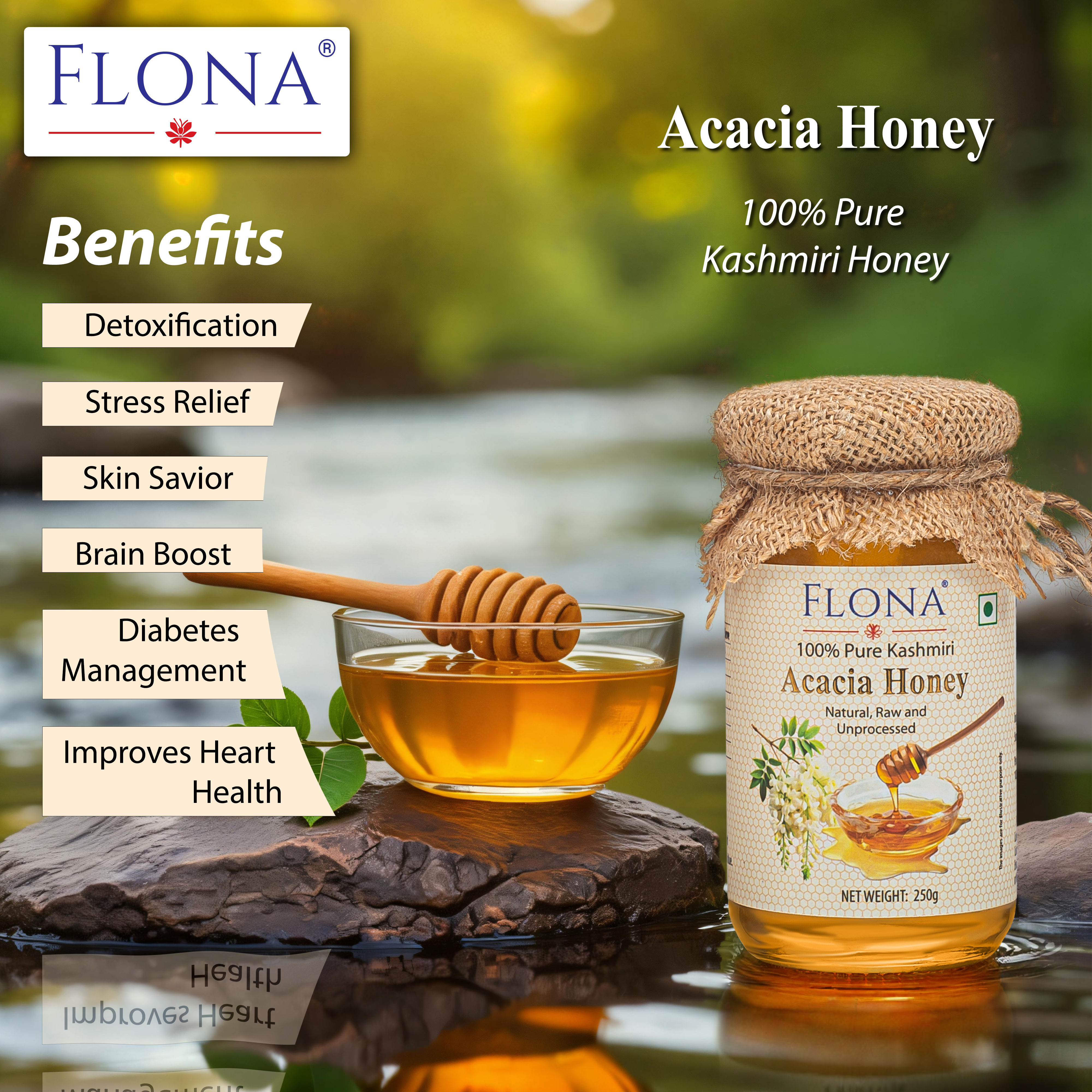 Flona Acacia Honey (250g) Glass Bottle 