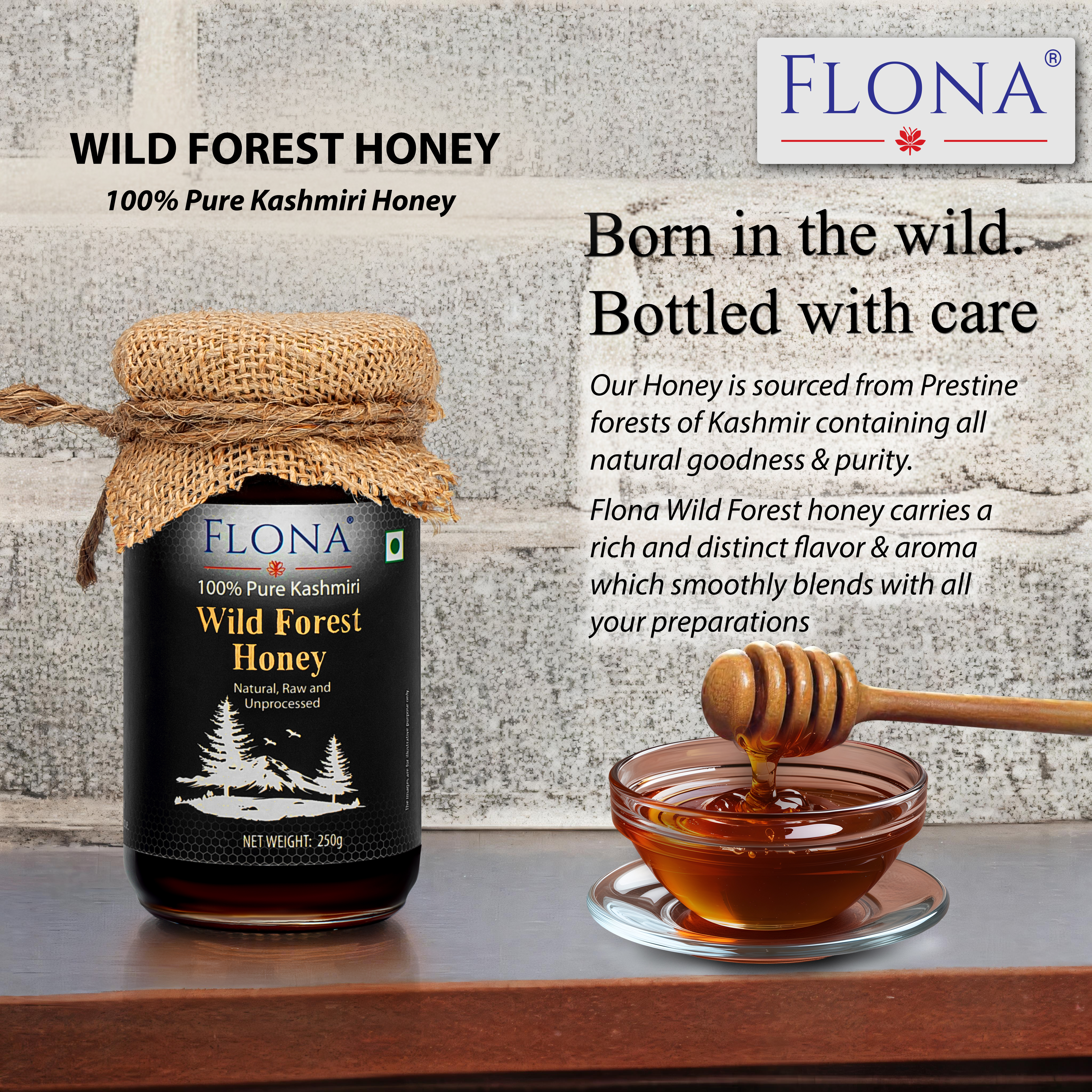 Flona Wild Forest Honey (250g) Glass Bottle 