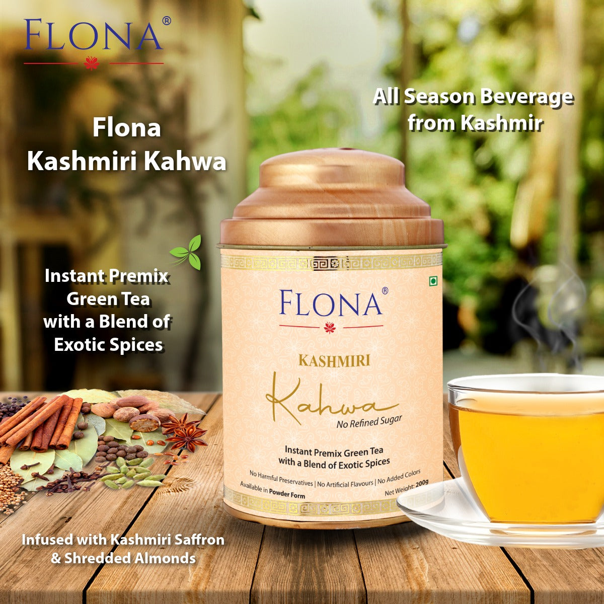 Kashmiri Kahwa Tea Premix – 200g I No Refined Sugar I Shahi Kahwa